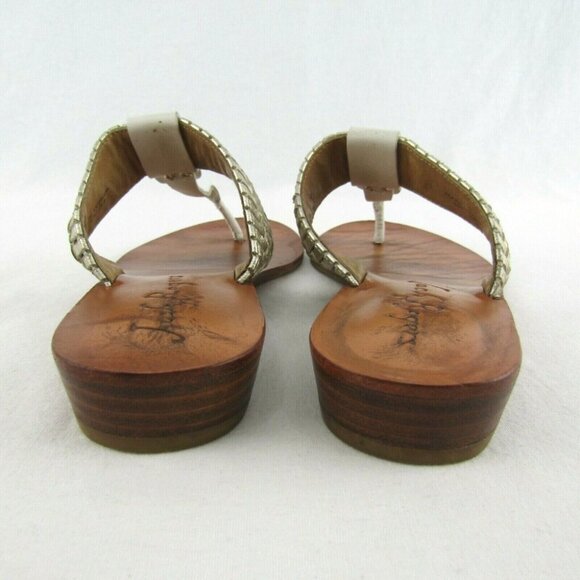 Jack Rogers White Gold Metallic Braided Leather Thong Sandals Size 6M Flip Flops - Picture 5 of 12